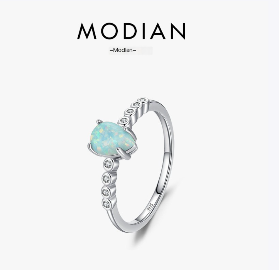 S925 Silver Opal Ring - Elegant Korean Design for Women