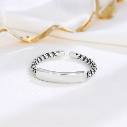 S925 Silver Vintage Twist Flower Open Ring for Women