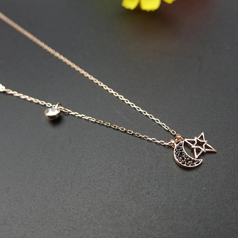 Pure Yishang New Style Double Layer Star Moon Necklace Set