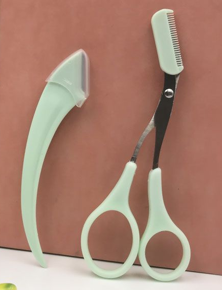 Korean Style Pink Eyebrow Scissors with Comb Tool