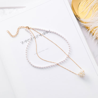 Pearl Chain, Double Layer Choker Necklace