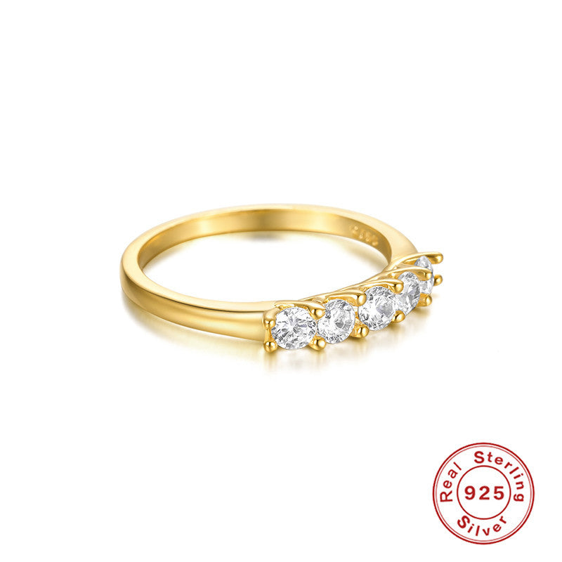 S925 Silver Classic Single Row Diamond Fashion Ring