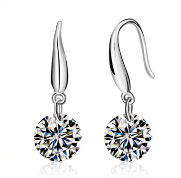 S925 Silver Earrings with Amethyst and Zirconia Design