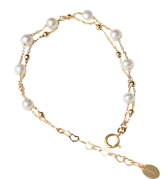 14K Gold-Plated Adjustable Double Layer Pearl Bracelet