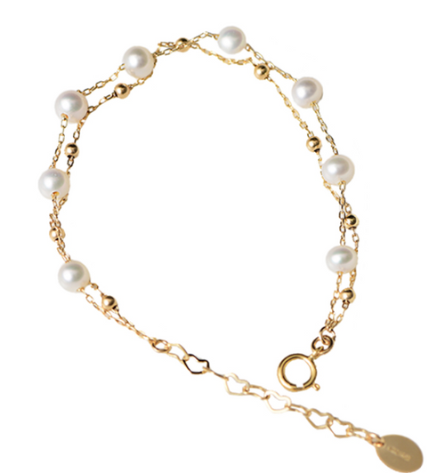 14K Gold-Plated Adjustable Double Layer Pearl Bracelet
