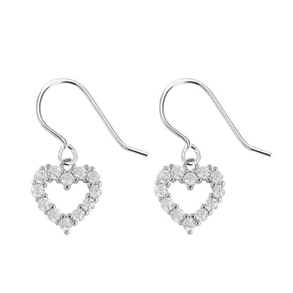 Sweet Heart Shaped S925 Silver Earrings for Girls
