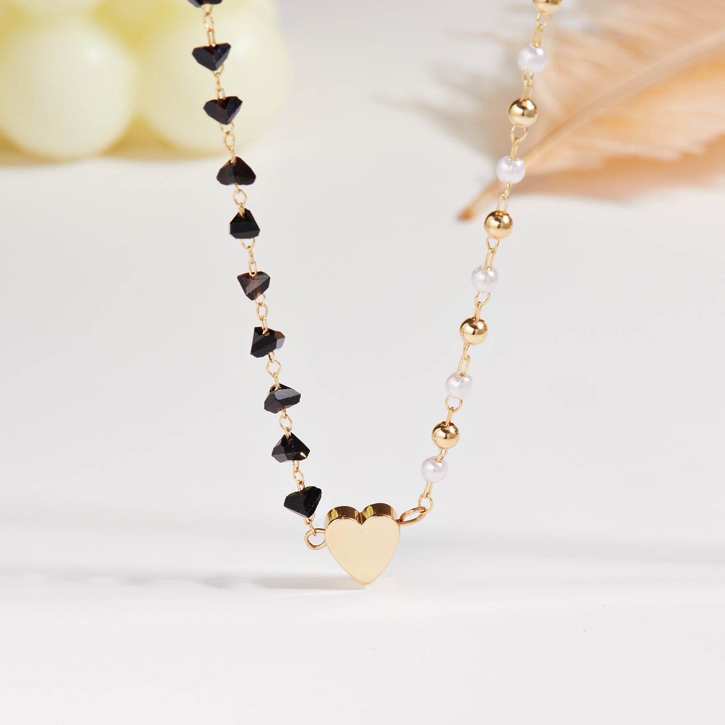 Women's Pearl Bead and Crystal Chain Bracelet