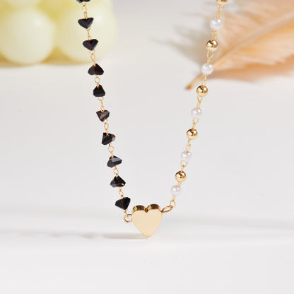 Women's Pearl Bead and Crystal Chain Bracelet