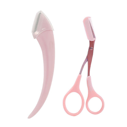 Korean Style Pink Eyebrow Scissors with Comb Tool