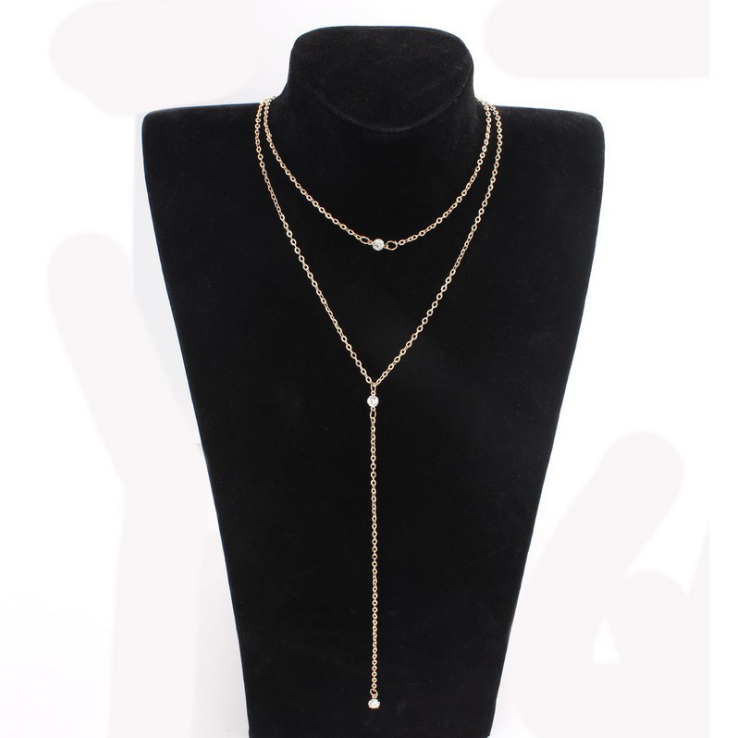Layered Pearl Tassel Pendant Necklace with Zircon