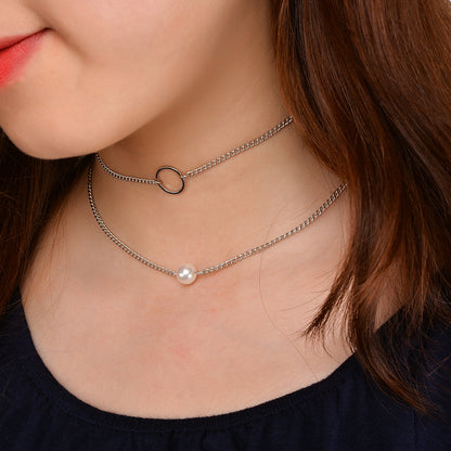 Fashionable Minimalist Multi-Layer Pearl Necklace Set
