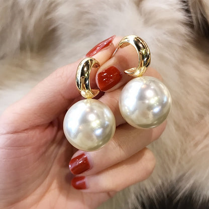 Korean Style Large Pearl Earrings with S925 Silver Pins