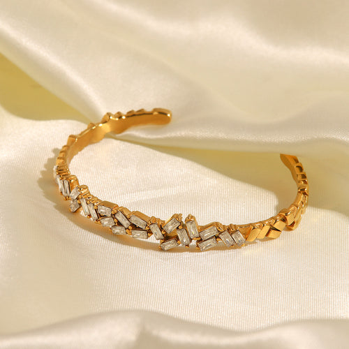 Women's Titanium Steel Zircon Opening Bracelet