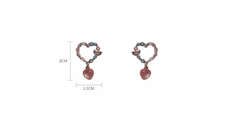 Korean S925 Silver Heart Zircon Earrings (Sweet & Cute)