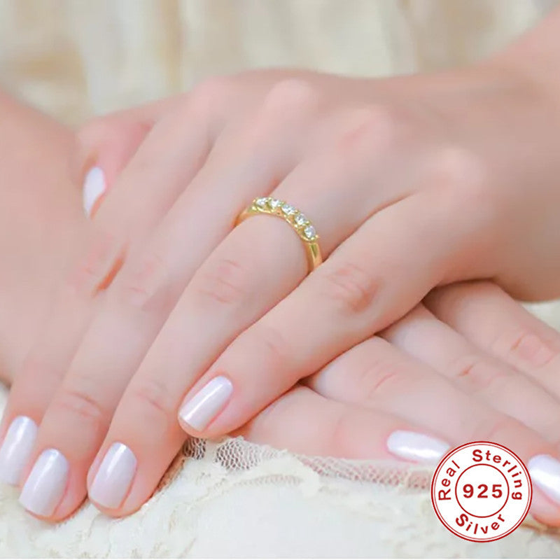 S925 Silver Classic Single Row Diamond Fashion Ring