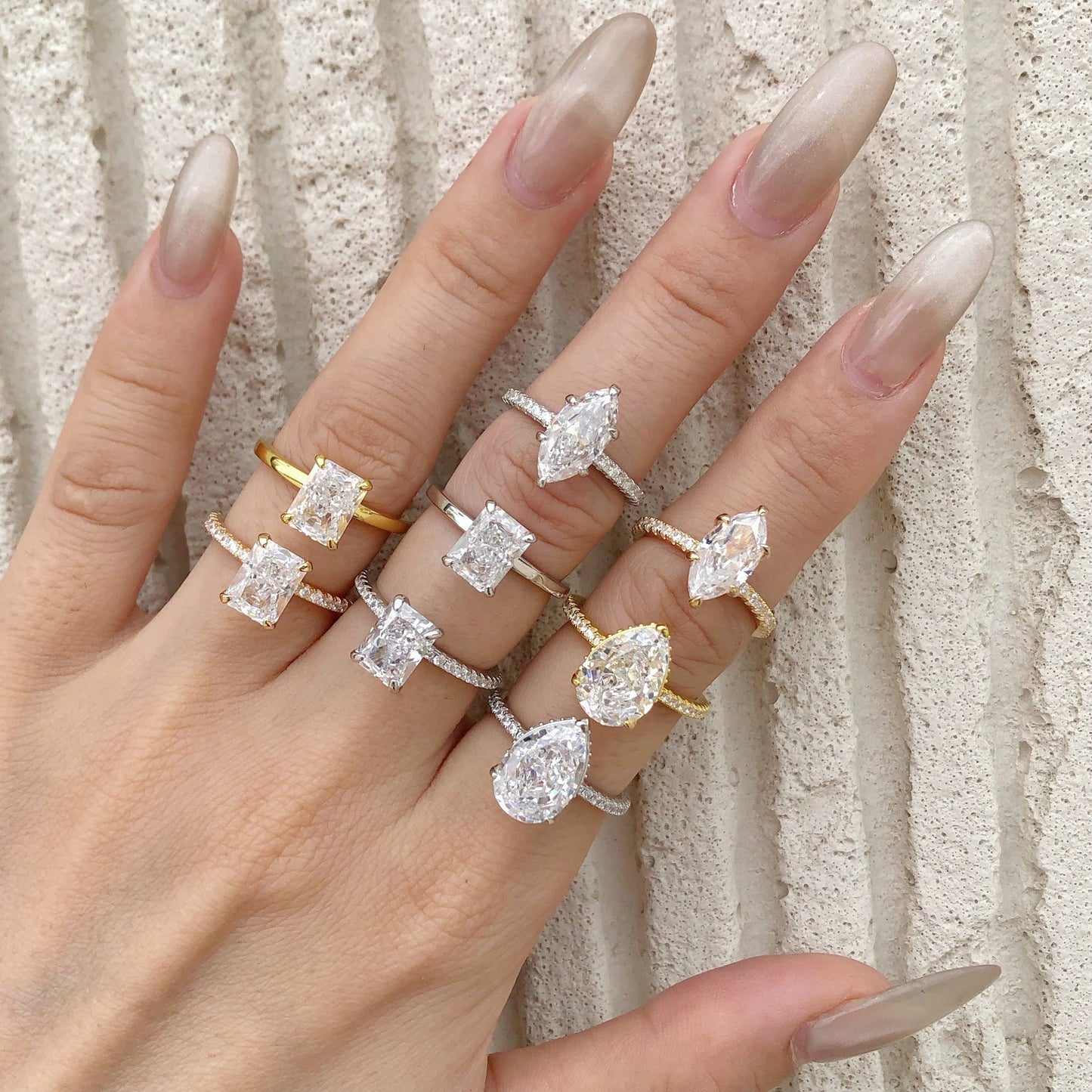 S925 Sterling Silver Geometric Ring with Zirconia