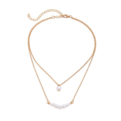 Double Layer Pearl Pendant Tassel Necklace