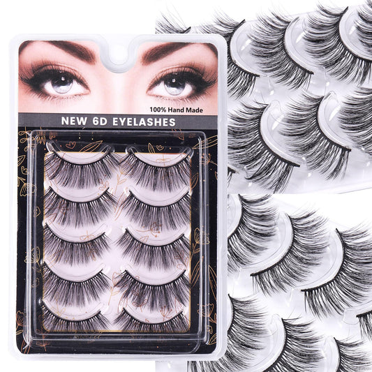 SeiBes Self-adhesive Eyelashes Reusable Self Adhesive Eyelashes - 5 Pairs Natural Fluffy False Eyelashes - Soft and Natural Look Lashes Gift for Beginners - Easy put on6d08