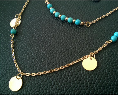 Multi-Layer Turquoise Pendant Necklace for Collarbones