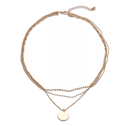 Layered Coin Necklace for Women - Metal Choker Chain