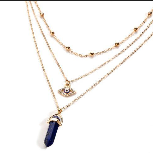 Hexagonal Pendant Necklace for Women, Fashion Layered Design