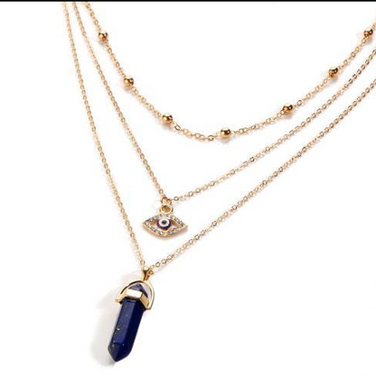 Hexagonal Pendant Necklace for Women, Fashion Layered Design
