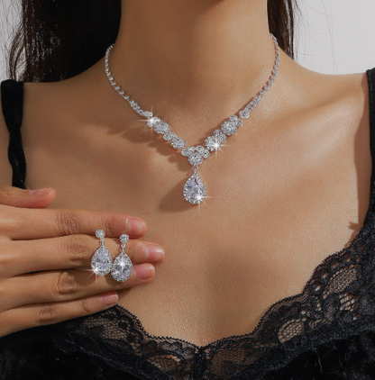 New Butterfly Drop Pendant Necklace & Earring Set