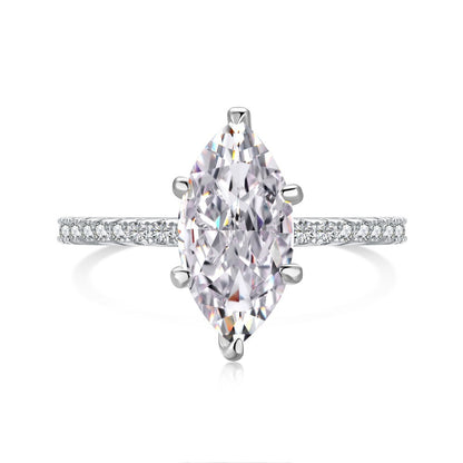 S925 Sterling Silver Geometric Ring with Zirconia