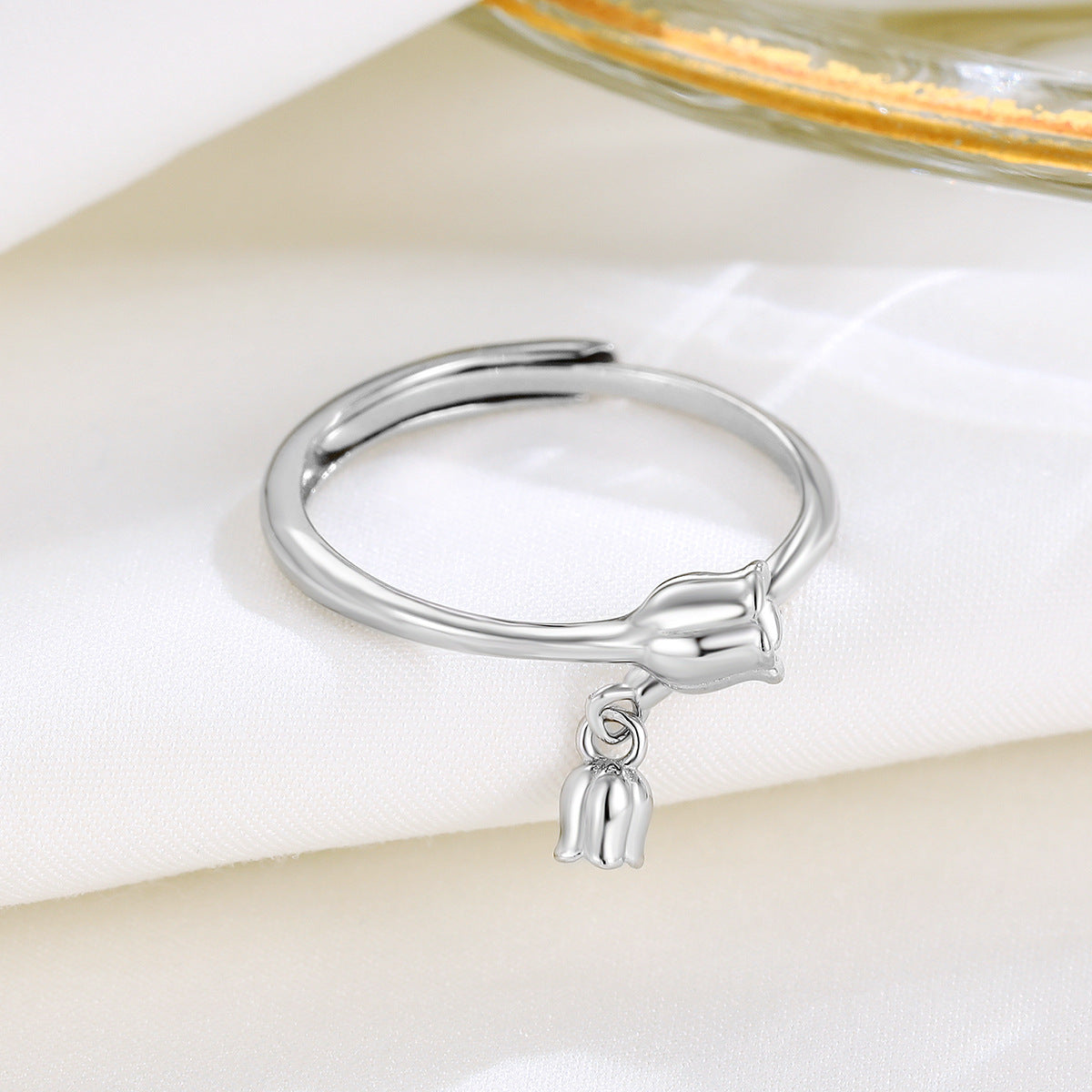 S925 Silver Elegant Flower Open Ring for Women