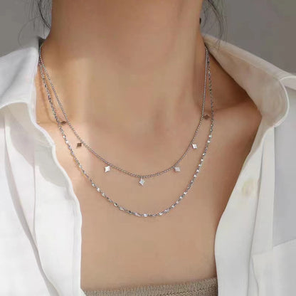 Titanium Steel Layered Star Diamond Necklace for Women
