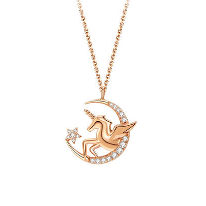 Unicorn Tears Star Moon Necklace for Women, Minimalist