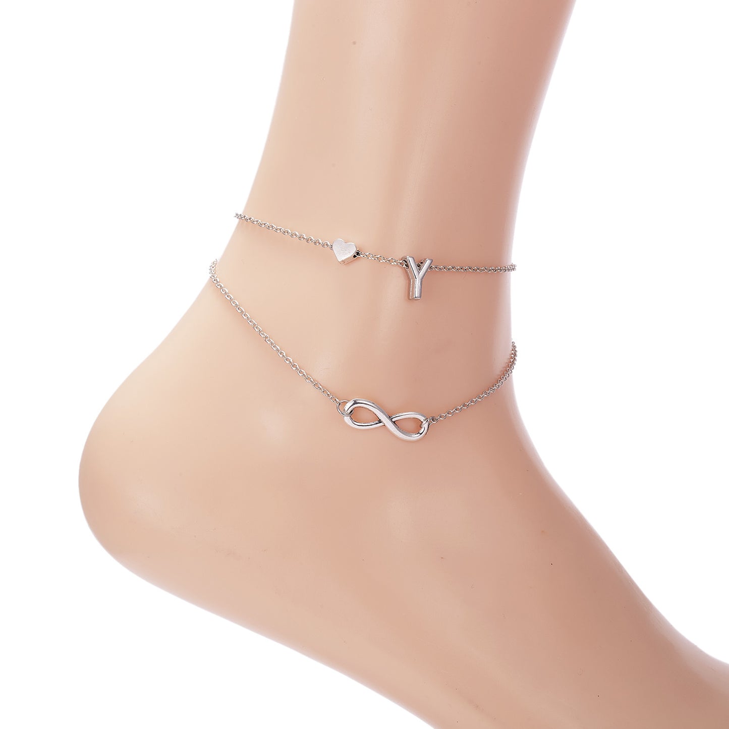 Trendy Double Layer Letter & Heart Beach Anklet