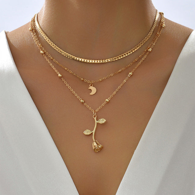 Bohemian Multi-Layer Rose Necklace for Ladies