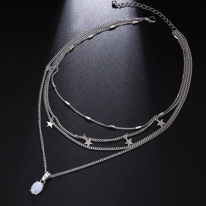Bohemian Layered Star Pendant Necklace for Women