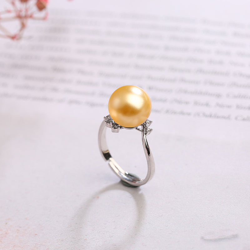 S925 Silver Adjustable Pearl Ring for Women