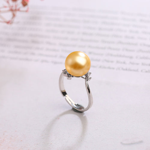 S925 Silver Adjustable Pearl Ring for Women