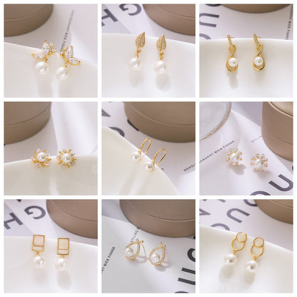 Korean Style S925 Silver Pearl Earrings for Women