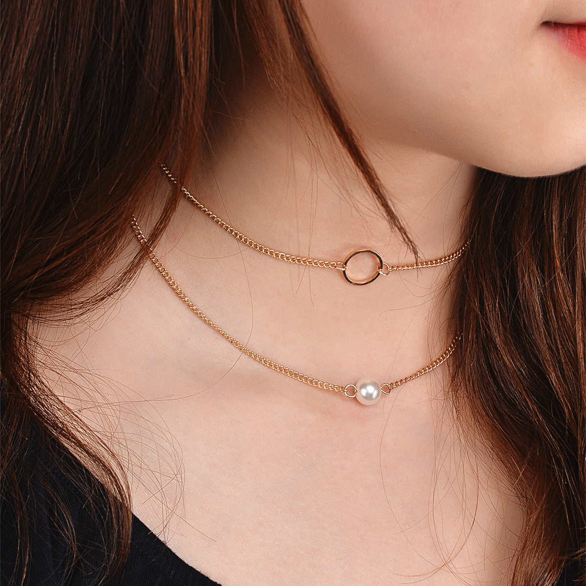 Fashionable Minimalist Multi-Layer Pearl Necklace Set