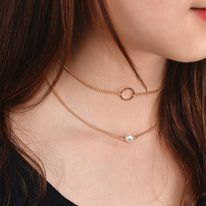 Fashionable Minimalist Multi-Layer Pearl Necklace Set