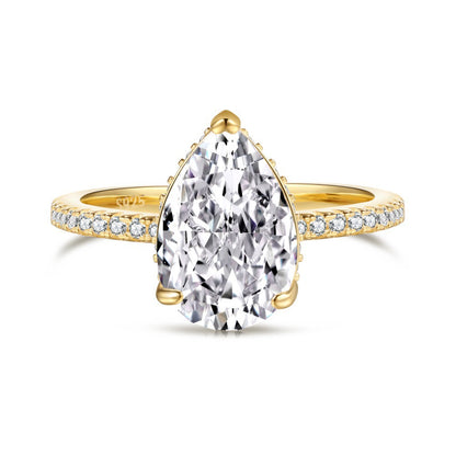 S925 Sterling Silver Geometric Ring with Zirconia
