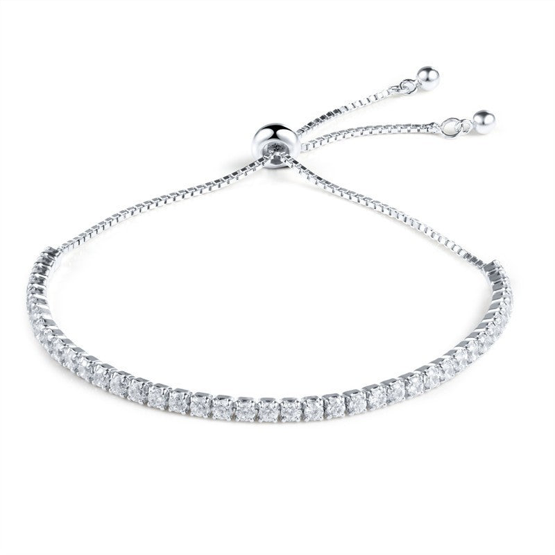 S925 Silver Adjustable Tennis Bracelet with Zirconia