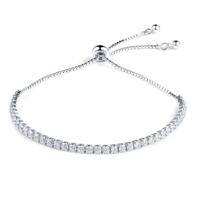 S925 Silver Adjustable Tennis Bracelet with Zirconia