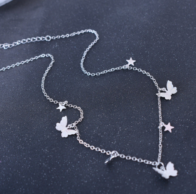 C207 Star Sequin Butterfly Necklace - Romantic Style