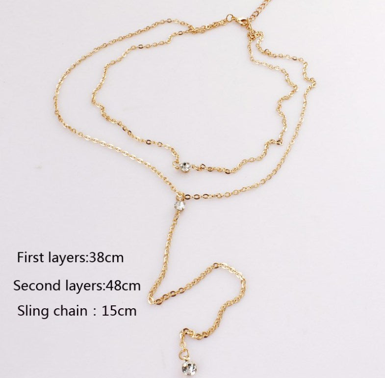 Layered Pearl Tassel Pendant Necklace with Zircon