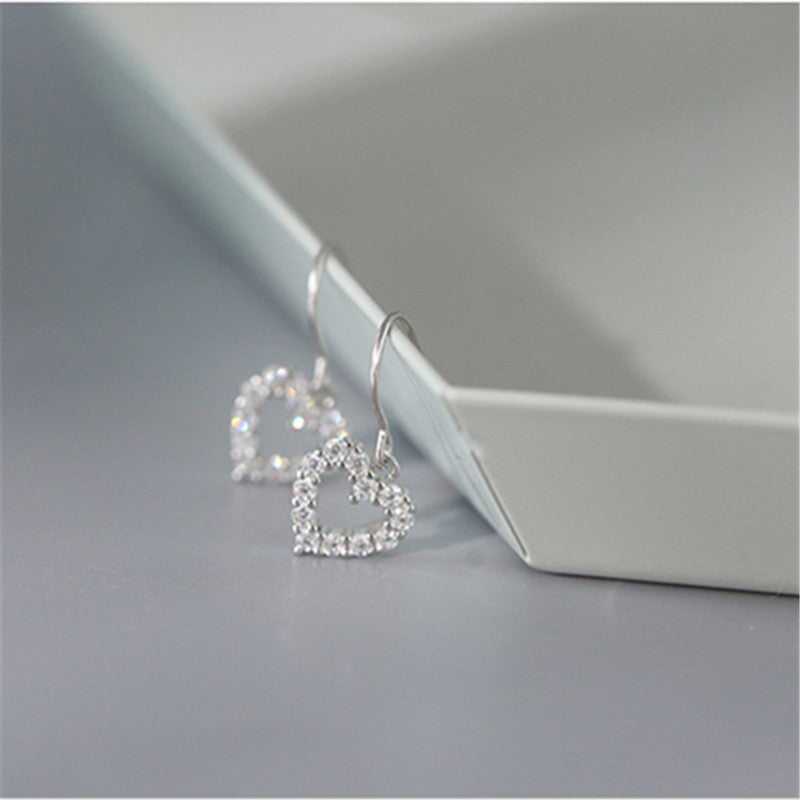 Sweet Heart Shaped S925 Silver Earrings for Girls