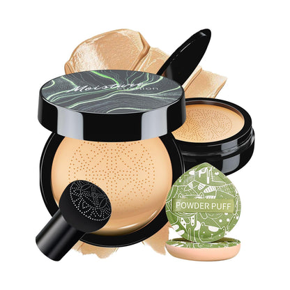 Mushroom Head Air Cushion CC Cream - BB Cream Face Makeup Foundation with Power Puff for Mature Skin Moisturizing Concealer Brighten Long-Lasting Even Skin Tone for All Skin Types (Buff Beige)