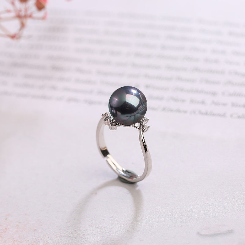 S925 Silver Adjustable Pearl Ring for Women