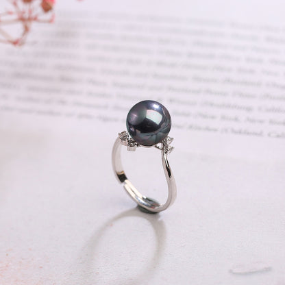 S925 Silver Adjustable Pearl Ring for Women