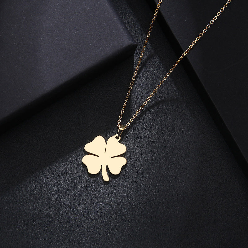Minimalist Stainless Steel Four-Leaf Clover Necklace
