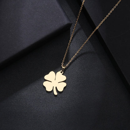 Minimalist Stainless Steel Four-Leaf Clover Necklace